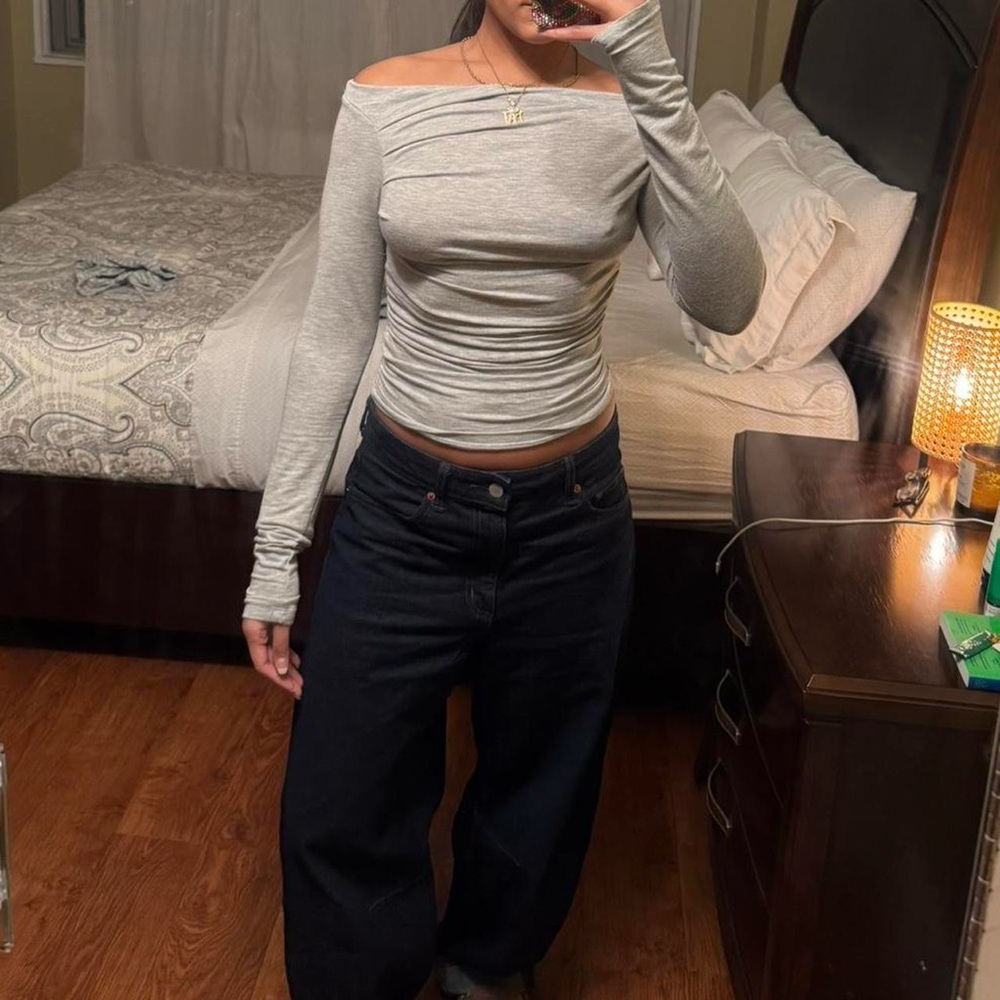 Grey Silence + Noise long sleeve off the shoulder